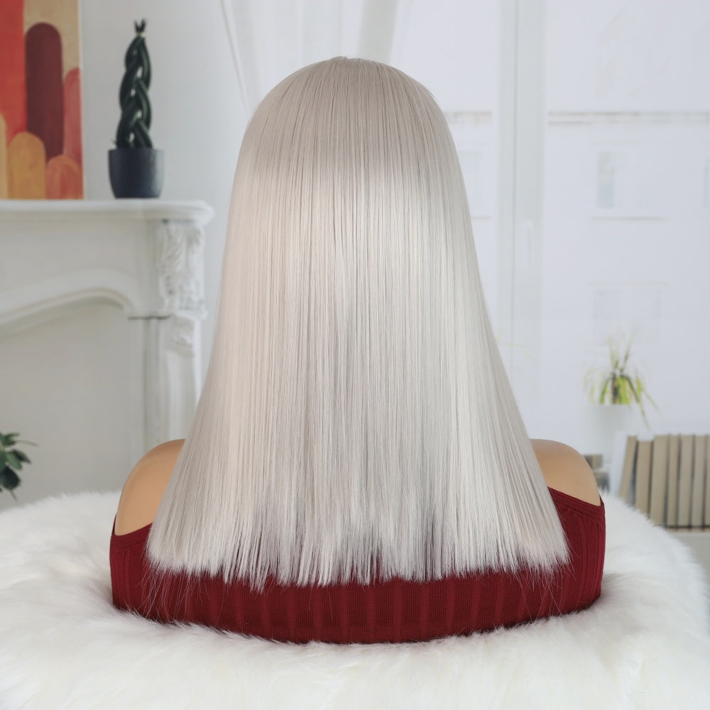 20 Inch 13x4x1 Lace Front Wigs Human Hair 200% Density HD Transparent  Silvery Medium Long Straight Lace Front Wigs Human Hair Pre Plucked Glueless Wigs for Women