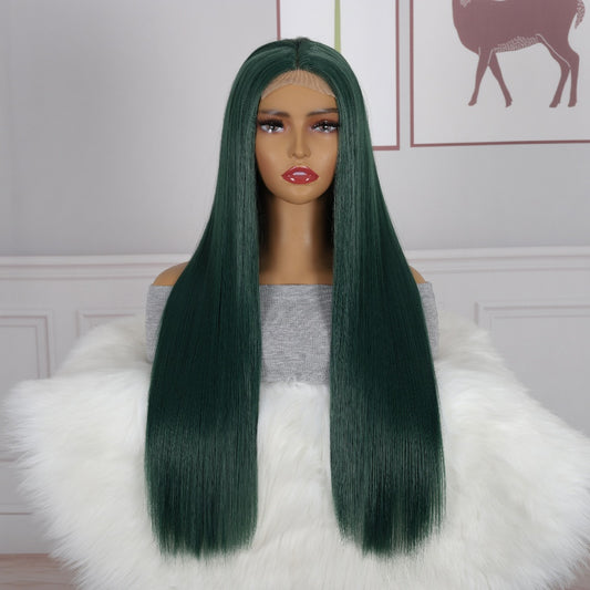 30 Inch 13x6 Lace Front Wigs Human Hair 200% Density HD Transparent Deep Green Long Straight Lace Front Wigs Human Hair Pre Plucked Glueless Wigs for Women