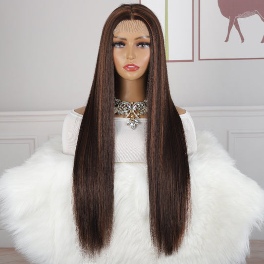 30 Inch 13x6 Lace Front Wigs Human Hair 200% Density HD Transparent Brown Pick Up Dyeing Long Straight Lace Front Wigs Human Hair Pre Plucked Glueless Wigs for Women